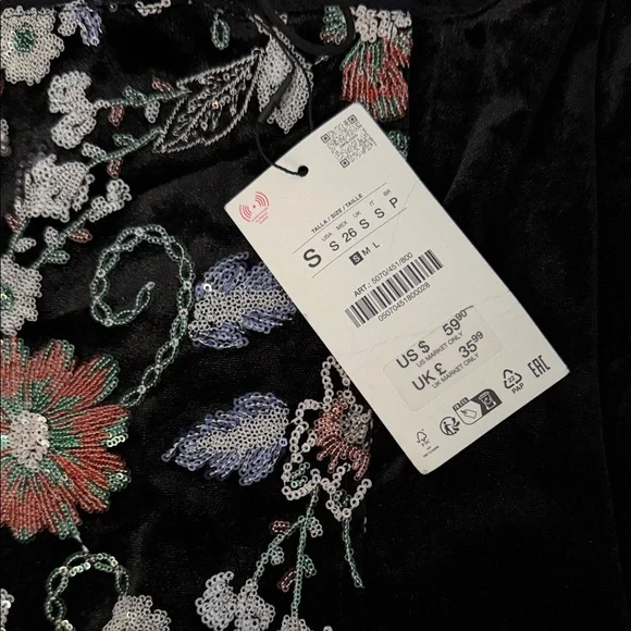 Zara Black Floral Embroidered Corset Top - Picture 6 of 6